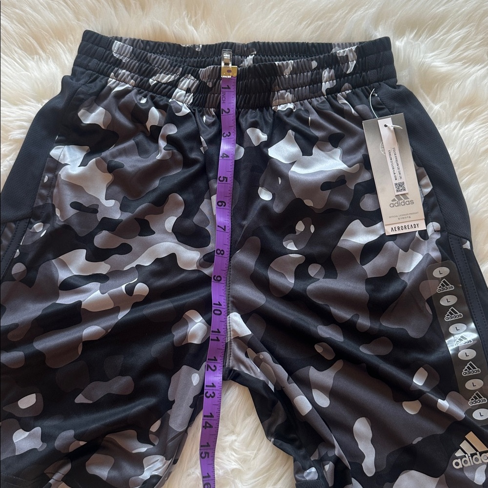 adidas Boys Core Camo Print Shorts Color Black Size L(14/16) NWT - Picture 8 of 9